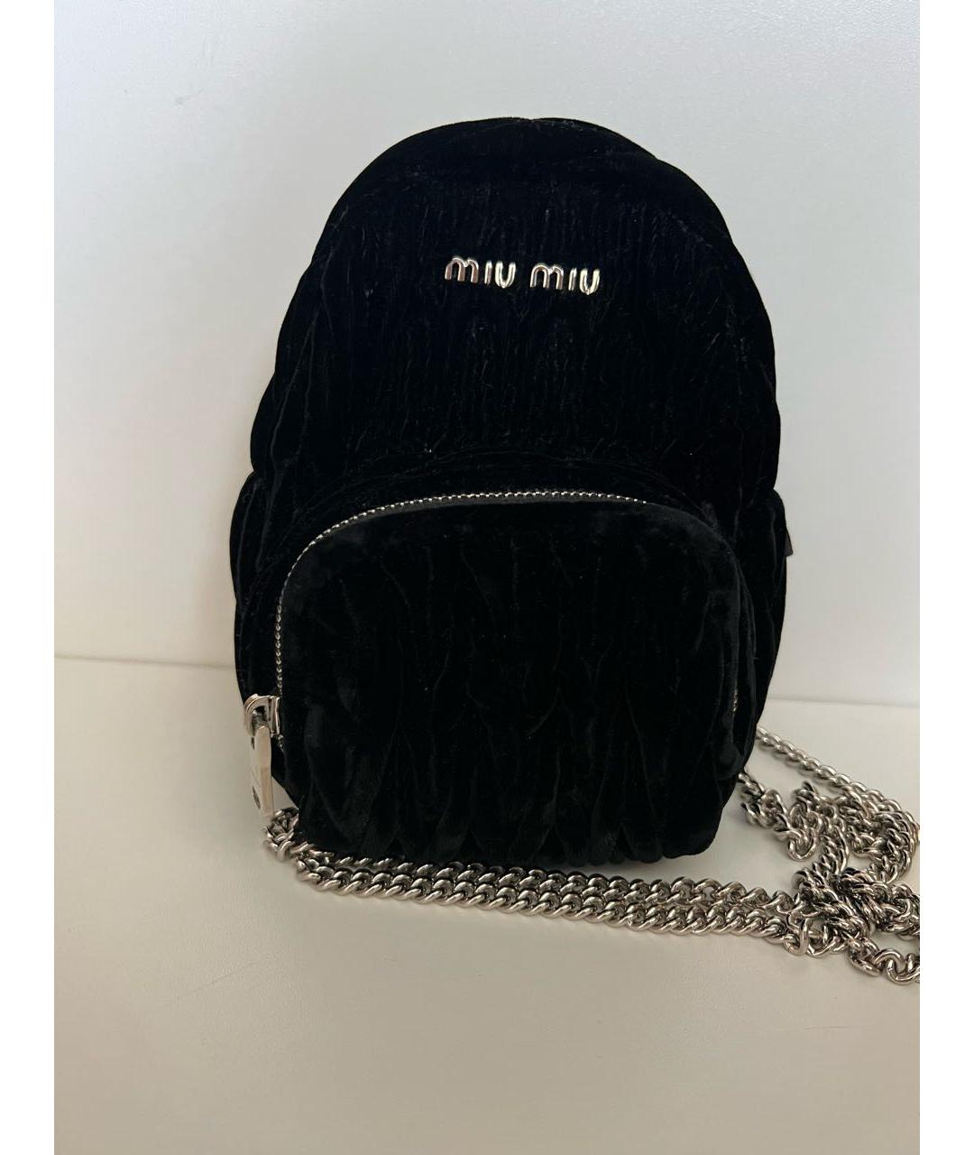 MIU MIU Черный бархатный рюкзак, фото 7