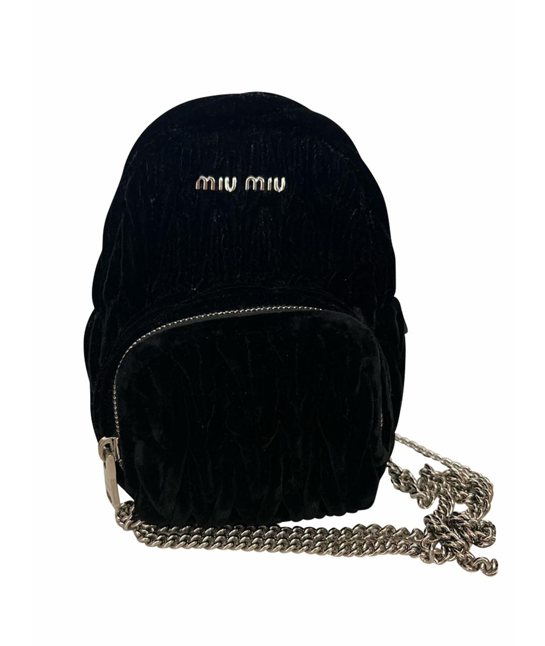 MIU MIU Черный бархатный рюкзак, фото 1