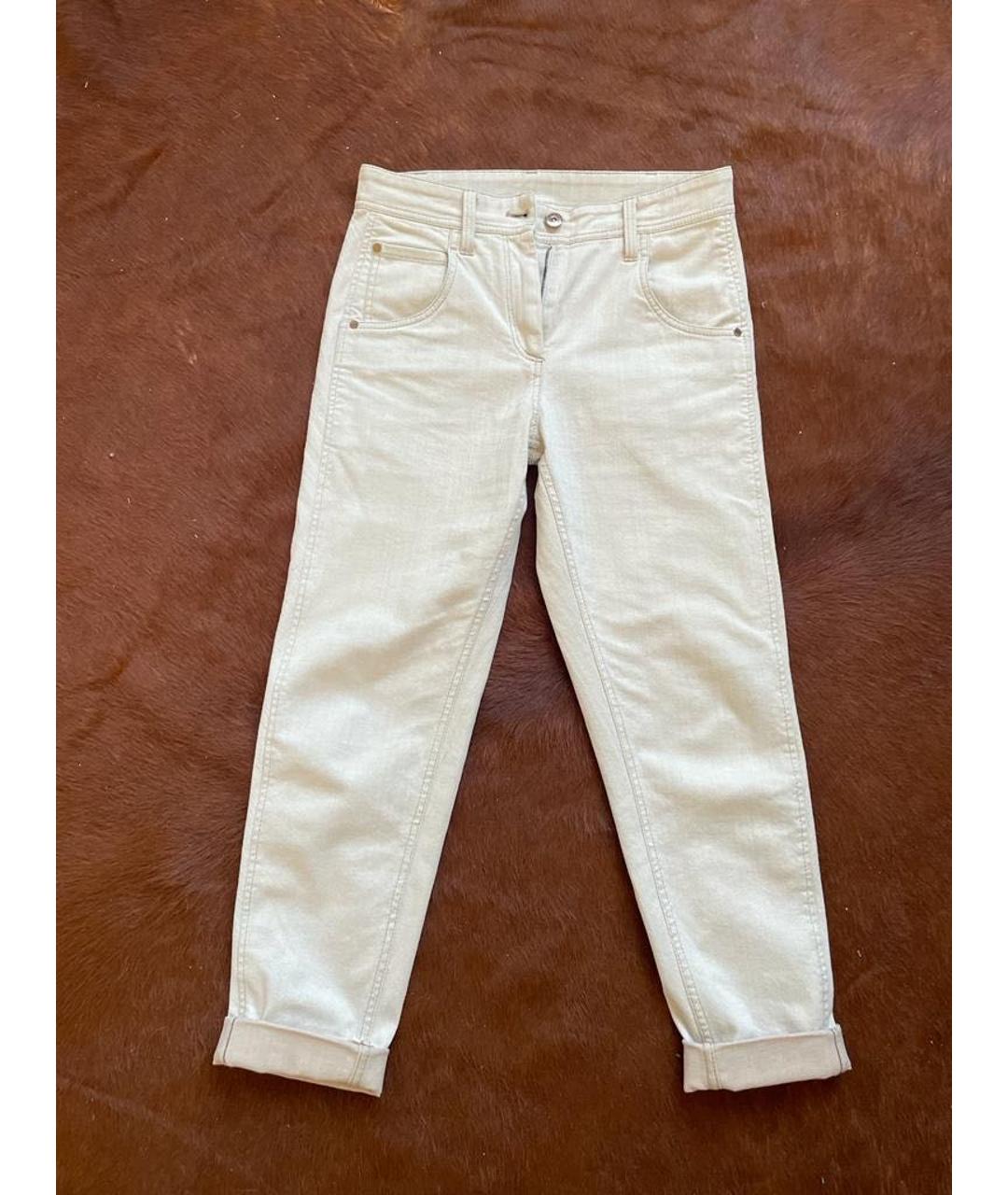 BRUNELLO CUCINELLI Белые прямые джинсы, фото 5