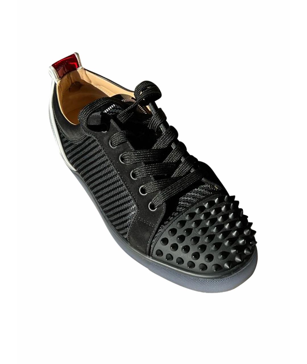 CHRISTIAN LOUBOUTIN Черные текстильные низкие кроссовки / кеды, фото 1