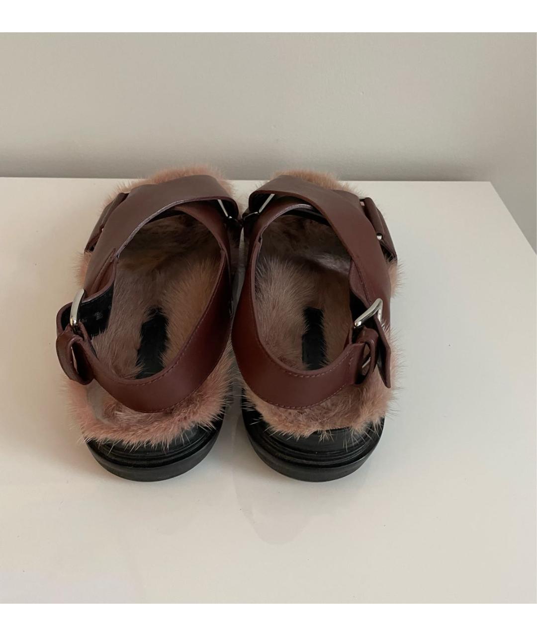 MARNI Бордовые кожаные сандалии, фото 4