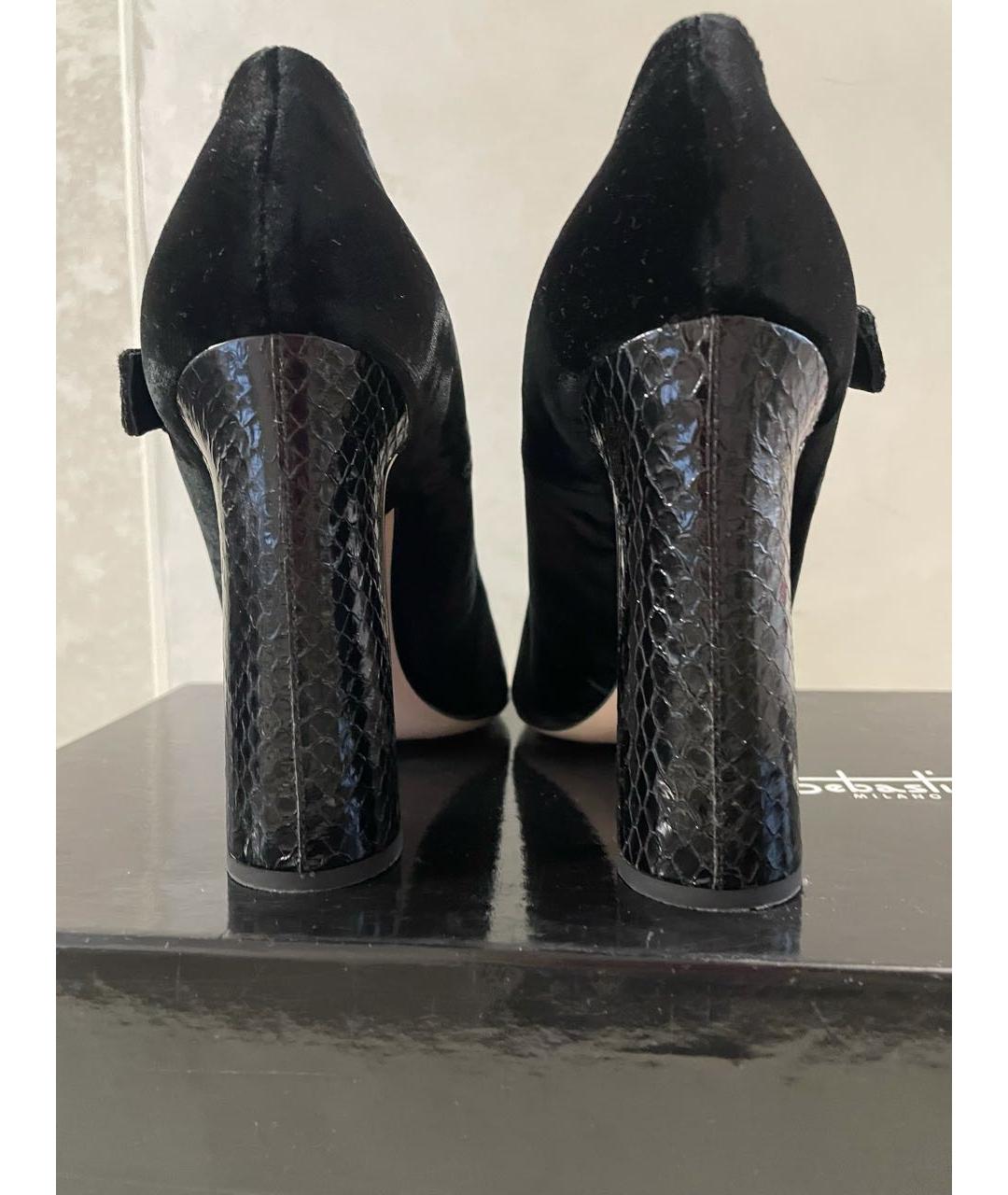 SEBASTIAN Черные бархатные туфли, фото 6