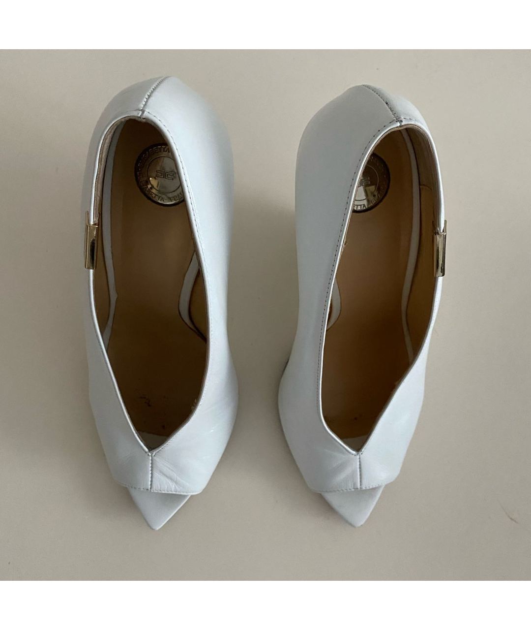 ELISABETTA FRANCHI Белые кожаные туфли, фото 2