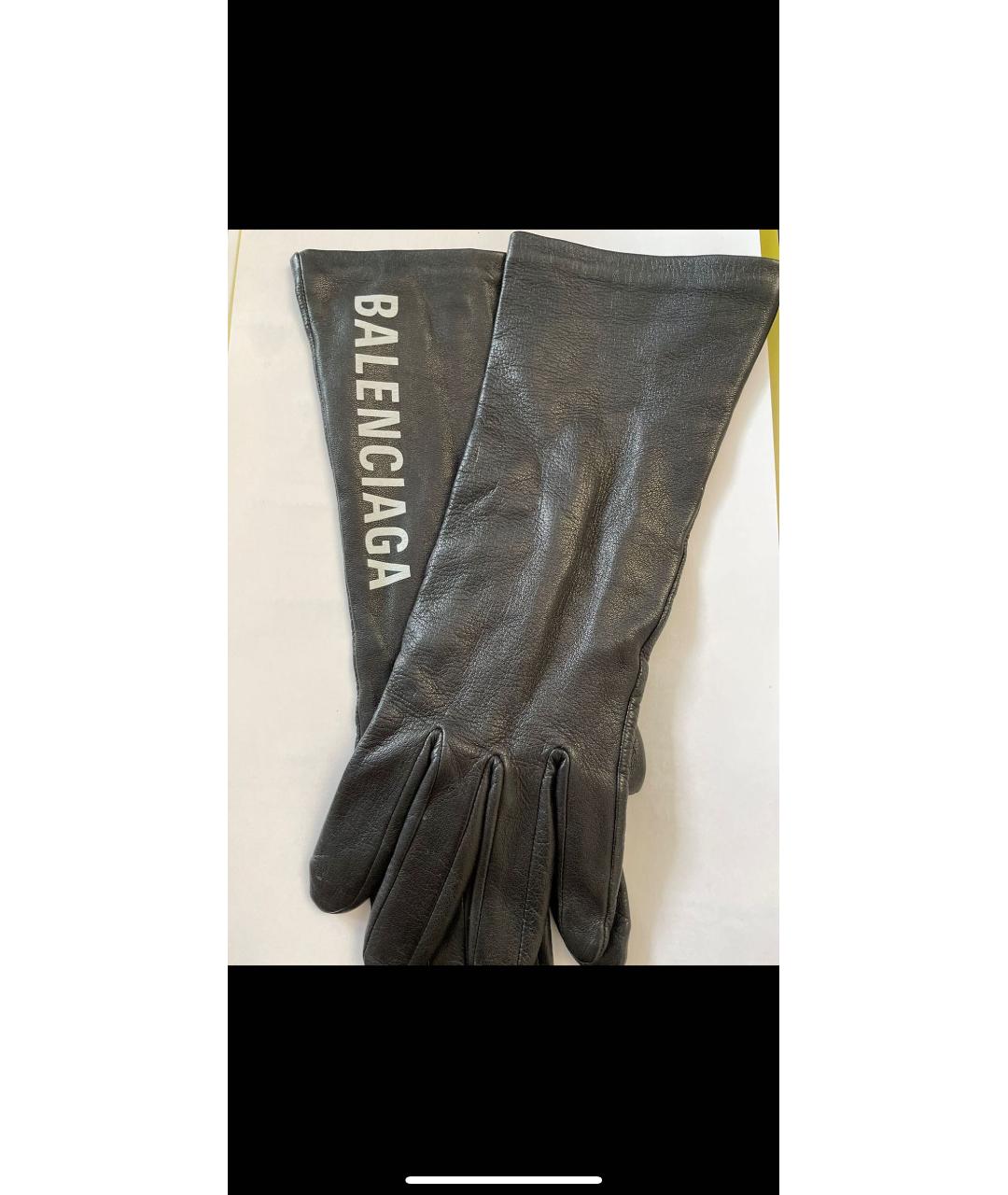 BALENCIAGA Черные кожаные перчатки, фото 4