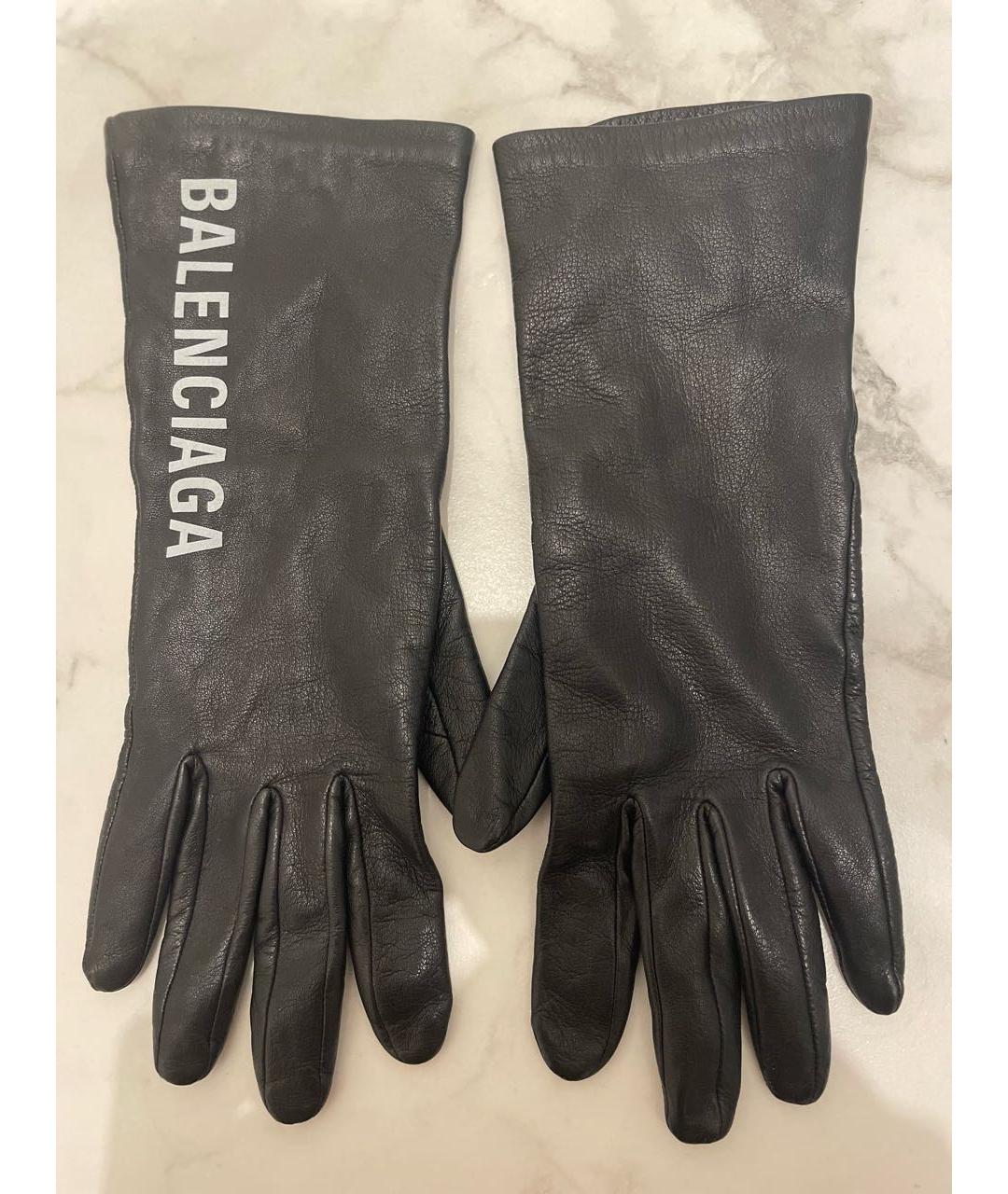 BALENCIAGA Черные кожаные перчатки, фото 6