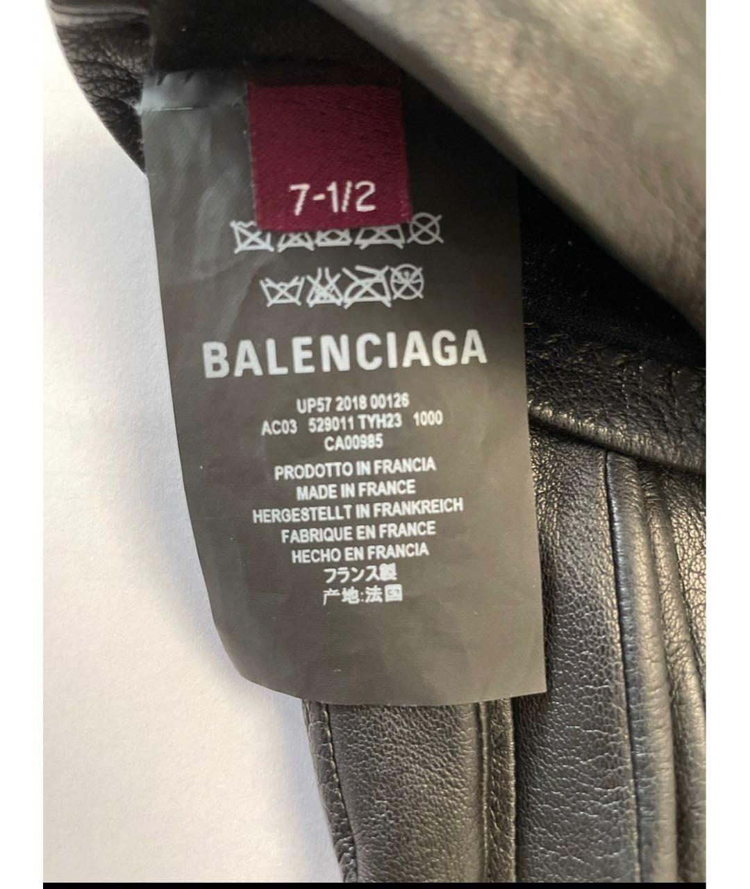 BALENCIAGA Черные кожаные перчатки, фото 5