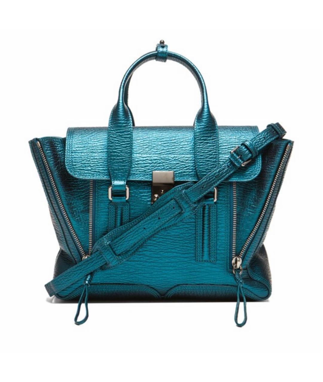 3.1 PHILLIP LIM Бирюзовая кожаная сумка с короткими ручками, фото 7