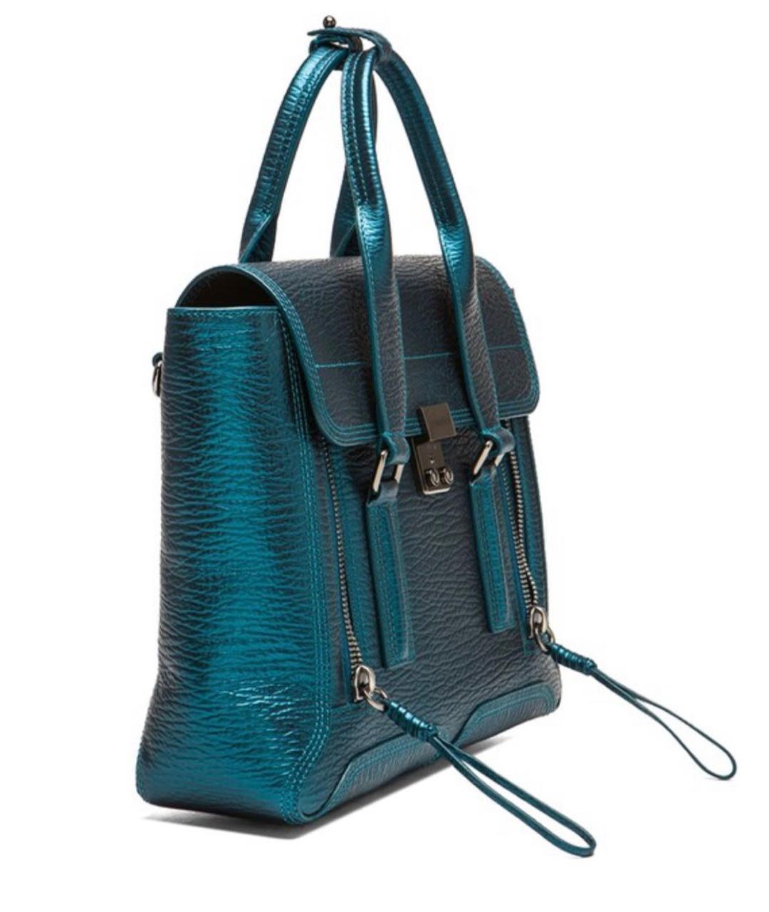 3.1 PHILLIP LIM Бирюзовая кожаная сумка с короткими ручками, фото 2
