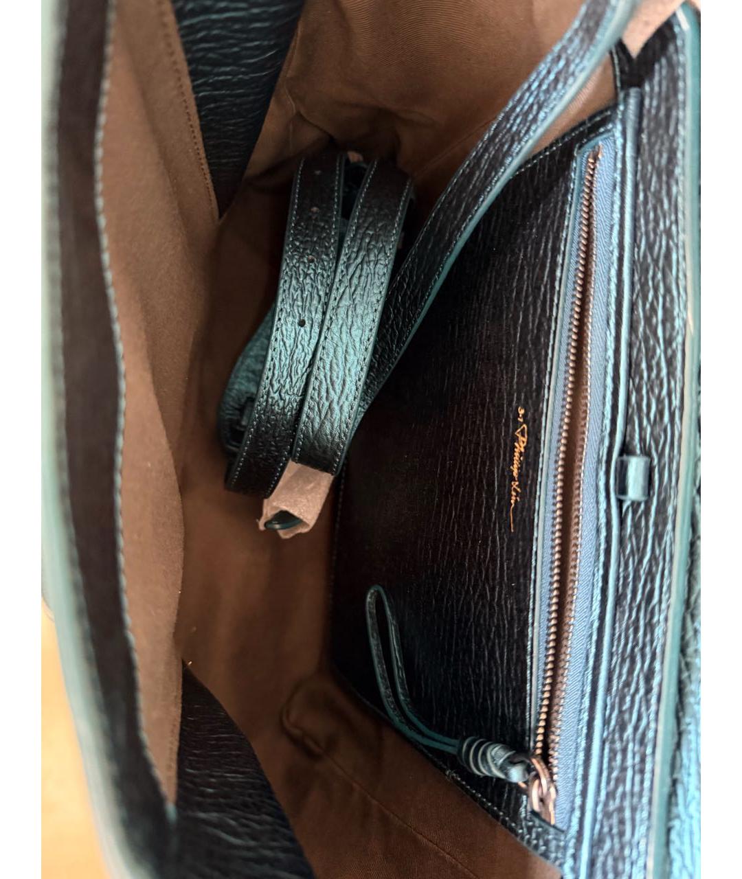 3.1 PHILLIP LIM Бирюзовая кожаная сумка с короткими ручками, фото 6