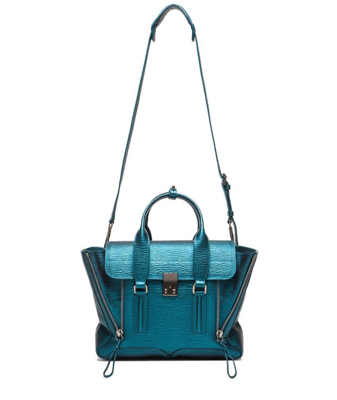 3.1 PHILLIP LIM Бирюзовая кожаная сумка с короткими ручками, фото 3