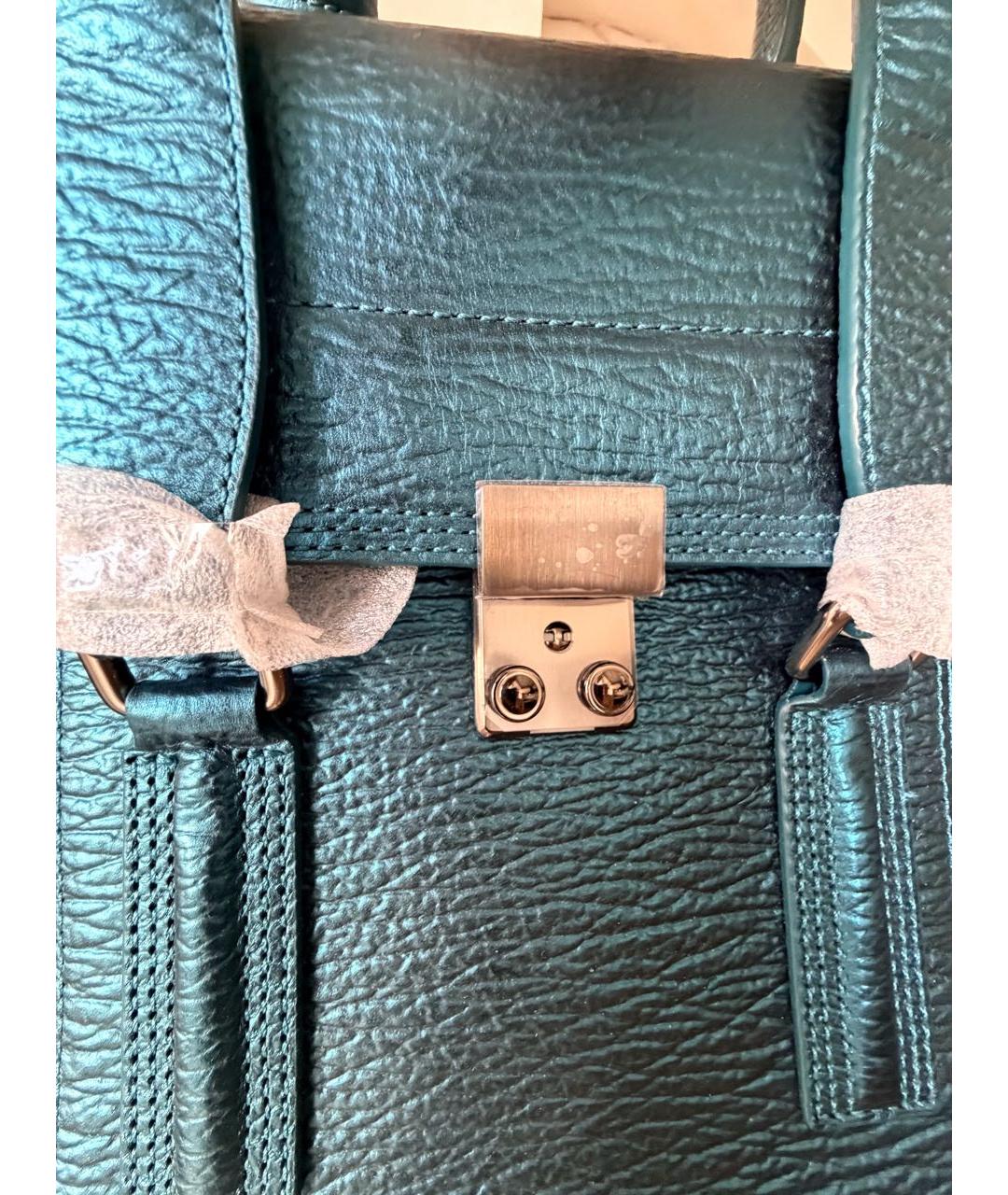 3.1 PHILLIP LIM Бирюзовая кожаная сумка с короткими ручками, фото 5