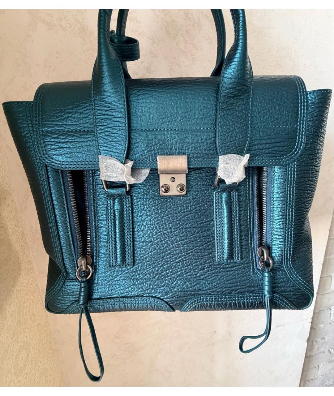 3.1 PHILLIP LIM Бирюзовая кожаная сумка с короткими ручками, фото 4