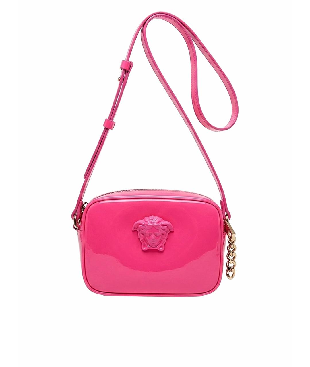 VERSACE Розовая сумка через плечо из лакированной кожи, фото 1