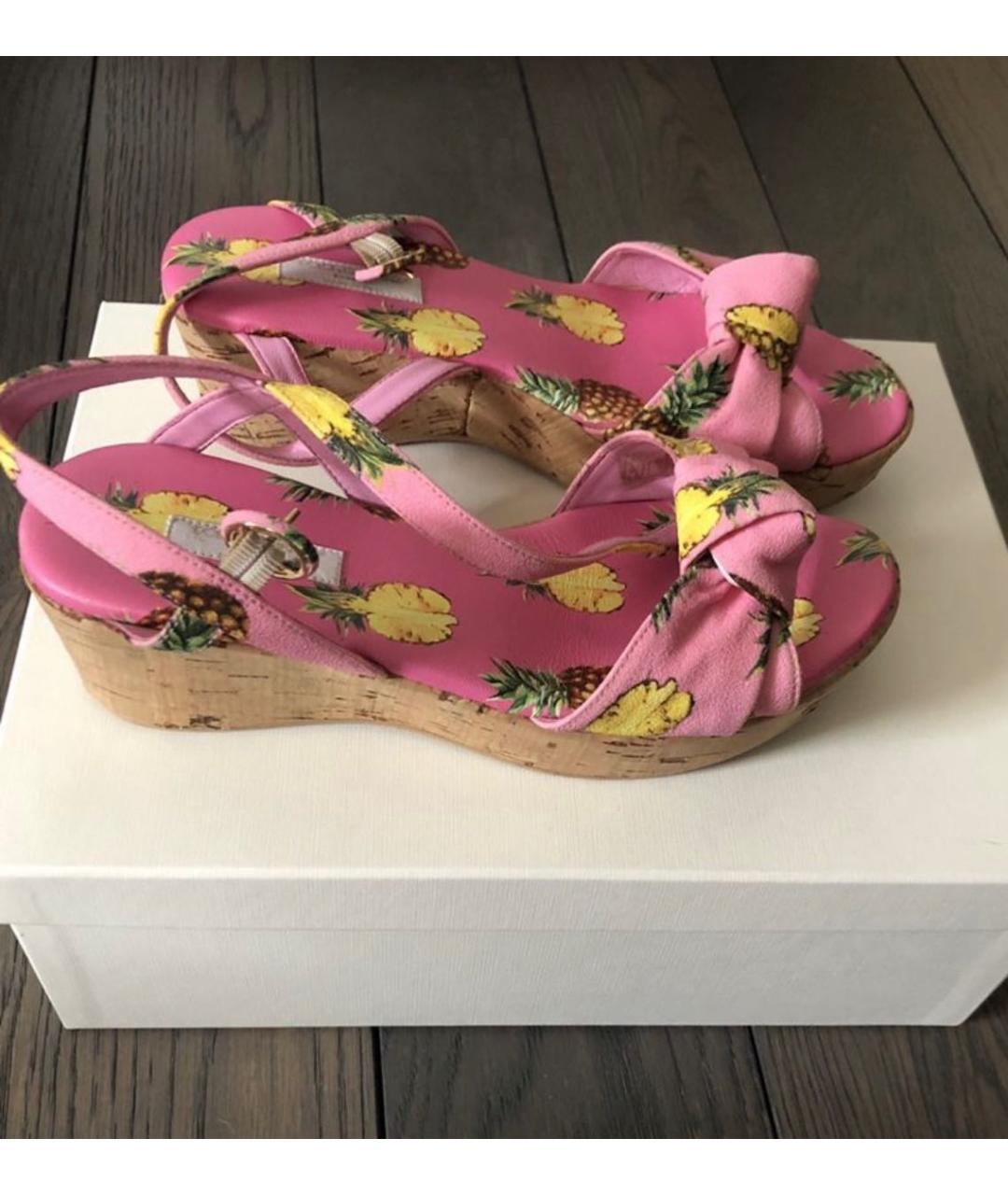 DOLCE&GABBANA Розовые текстильные сандалии и шлепанцы, фото 2
