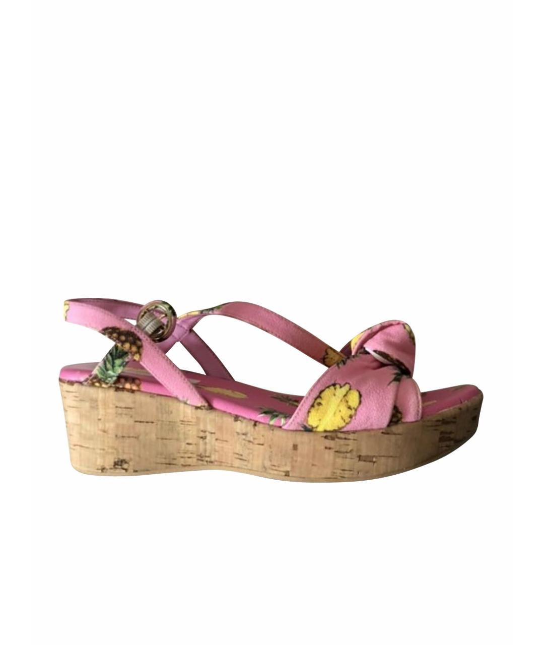 DOLCE&GABBANA Розовые текстильные сандалии и шлепанцы, фото 1