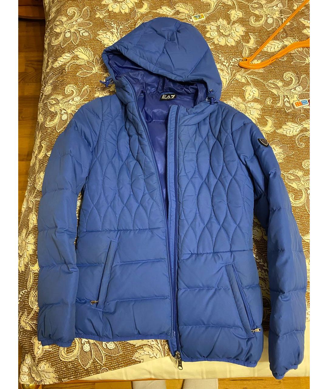 EMPORIO ARMANI Темно-синяя полиэстеровая куртка, фото 4