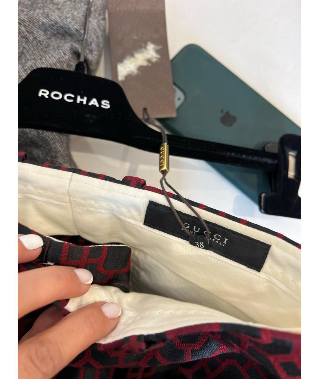 GUCCI Бордовые прямые брюки, фото 6