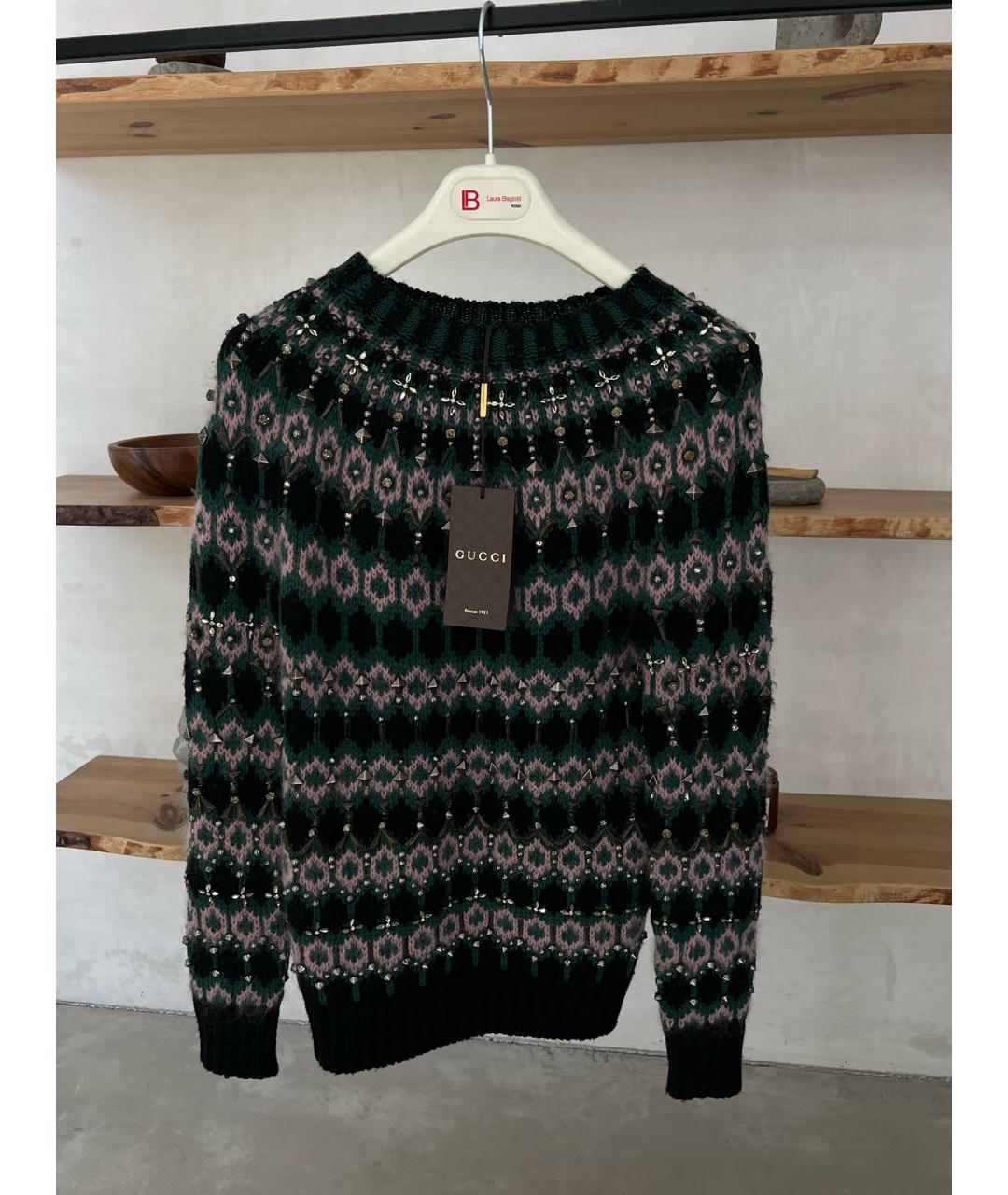 GUCCI Зеленый шерстяной джемпер / свитер, фото 3