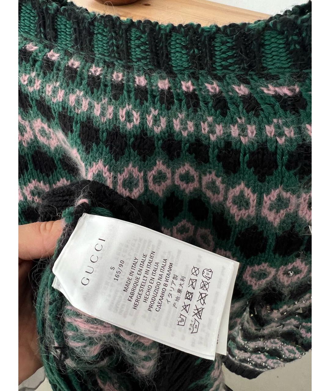 GUCCI Зеленый шерстяной джемпер / свитер, фото 6