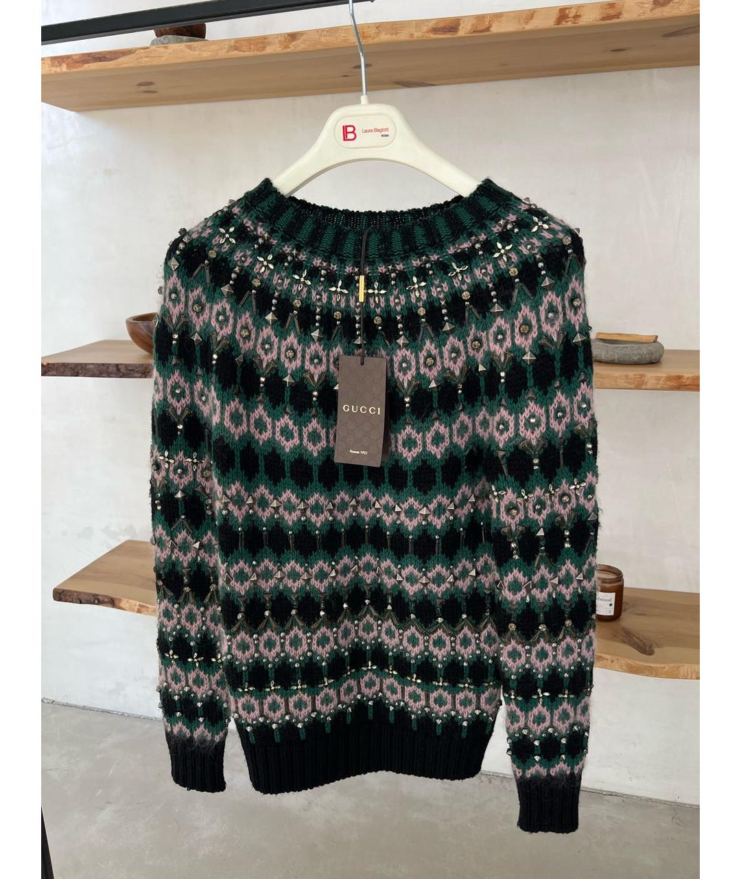 GUCCI Зеленый шерстяной джемпер / свитер, фото 2
