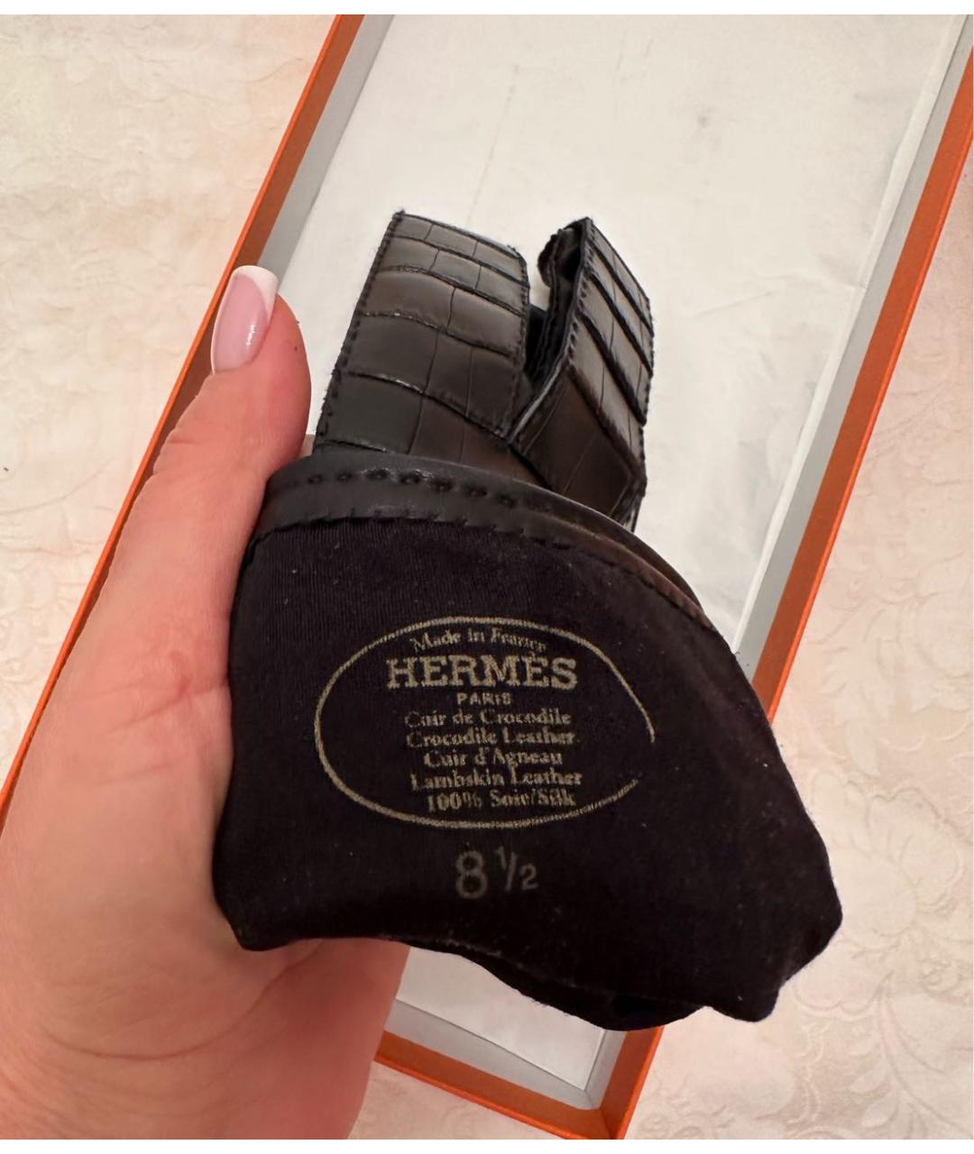 HERMES PRE-OWNED Черные кожаные перчатки, фото 5