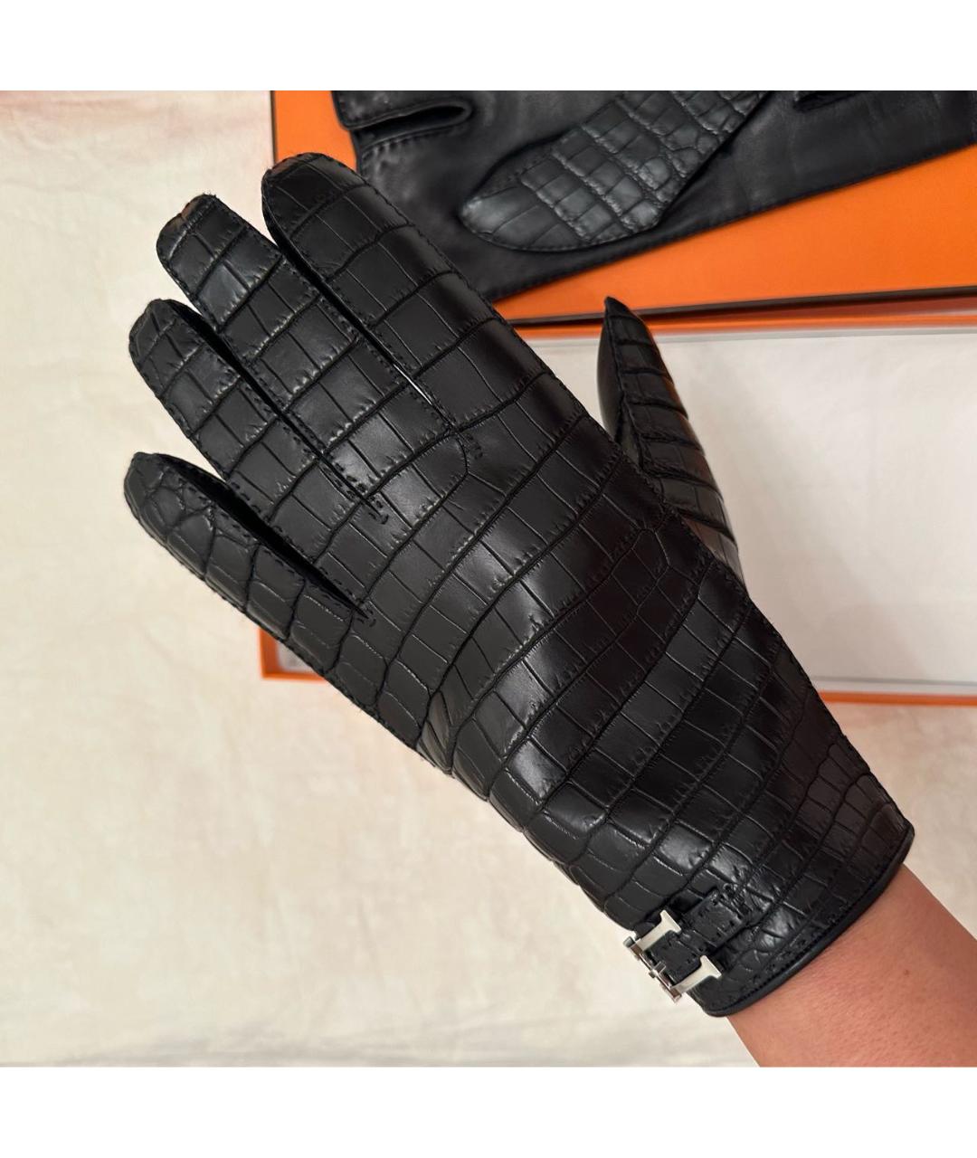 HERMES PRE-OWNED Черные кожаные перчатки, фото 4