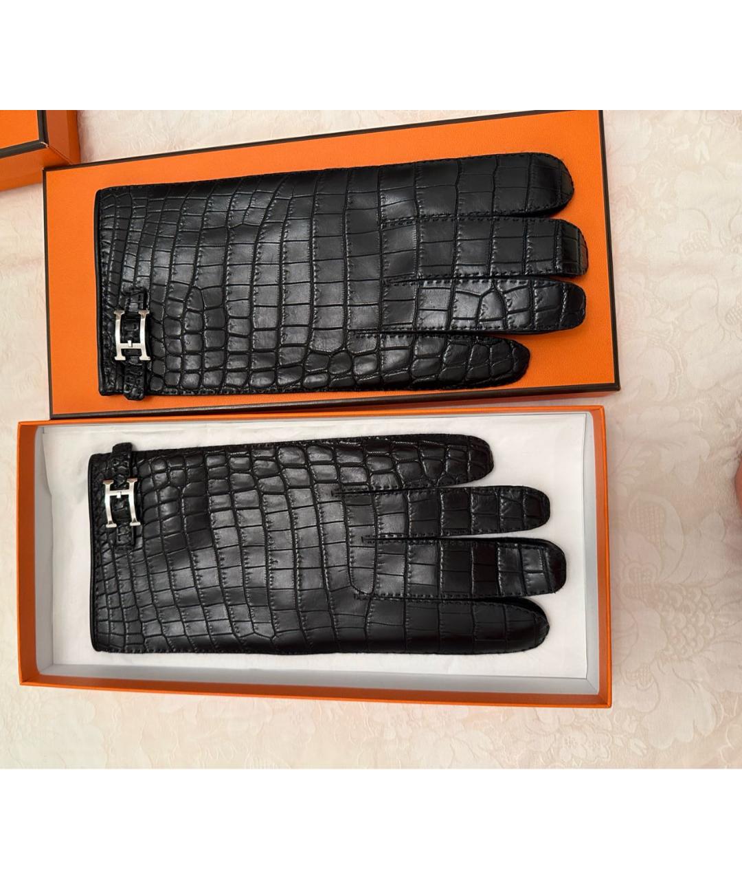 HERMES PRE-OWNED Черные кожаные перчатки, фото 7