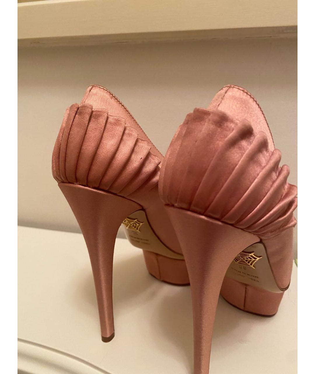 CHARLOTTE OLYMPIA Розовые текстильные туфли, фото 4