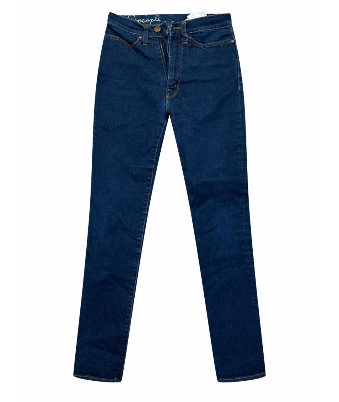 +PEOPLE Темно-синие хлопко-эластановые джинсы слим, фото 1