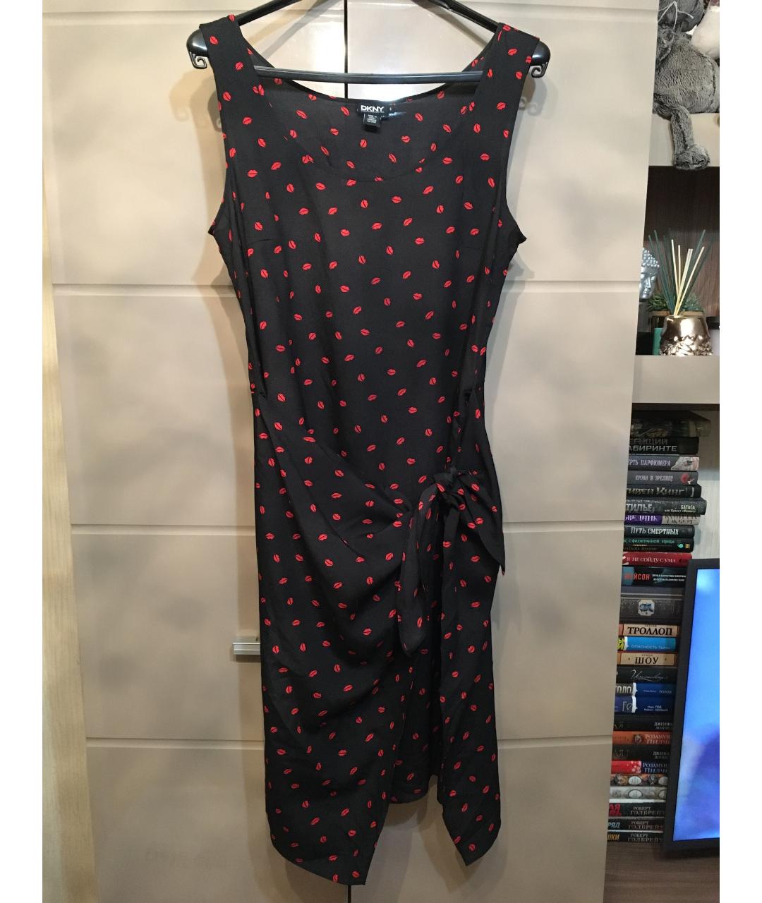 DKNY Черное шелковое коктейльное платье, фото 4