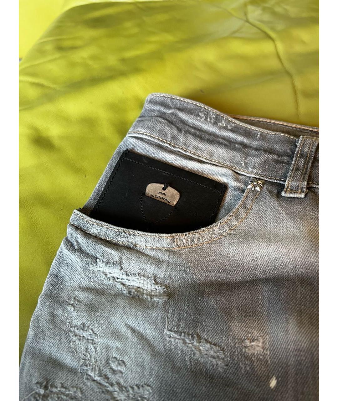 JOHN RICHMOND Серые хлопко-эластановые джинсы скинни, фото 6
