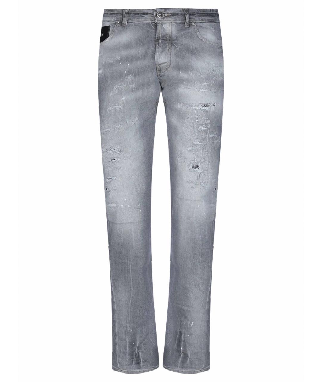 JOHN RICHMOND Серые хлопко-эластановые джинсы скинни, фото 1