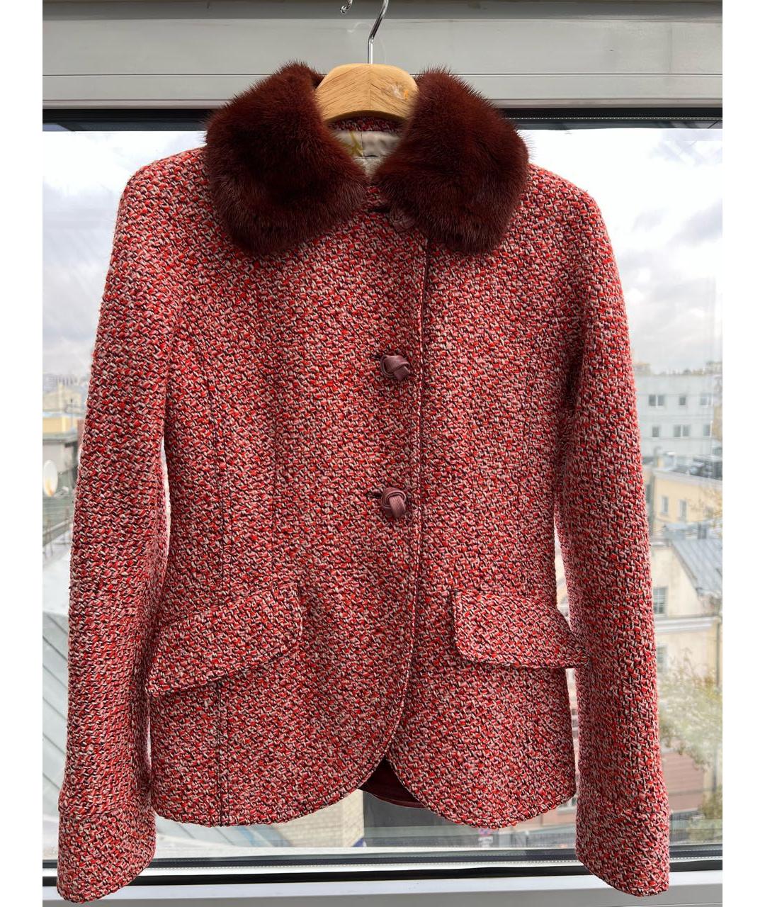 TRUSSARDI Бордовый шерстяной жакет/пиджак, фото 9