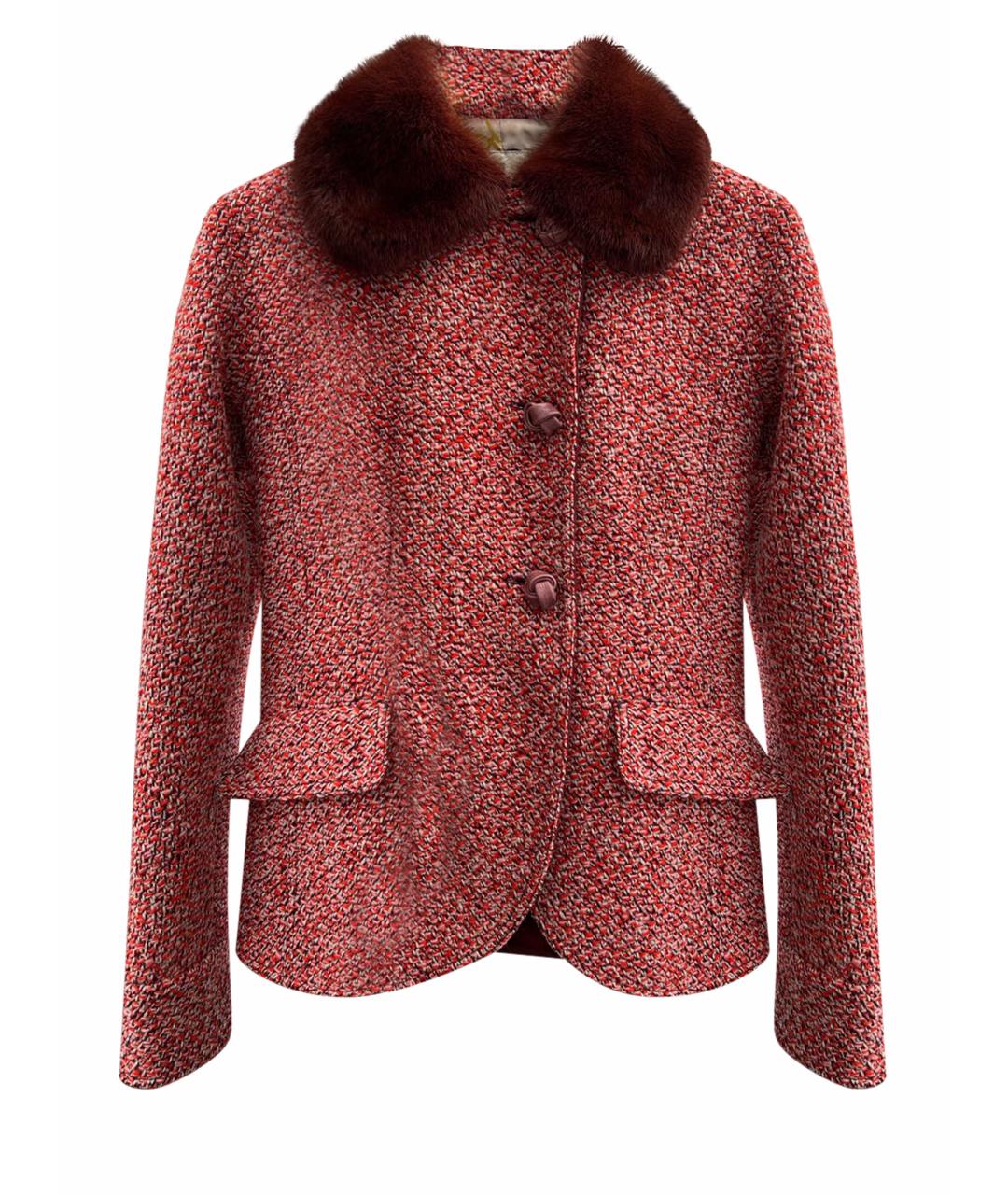 TRUSSARDI Бордовый шерстяной жакет/пиджак, фото 1