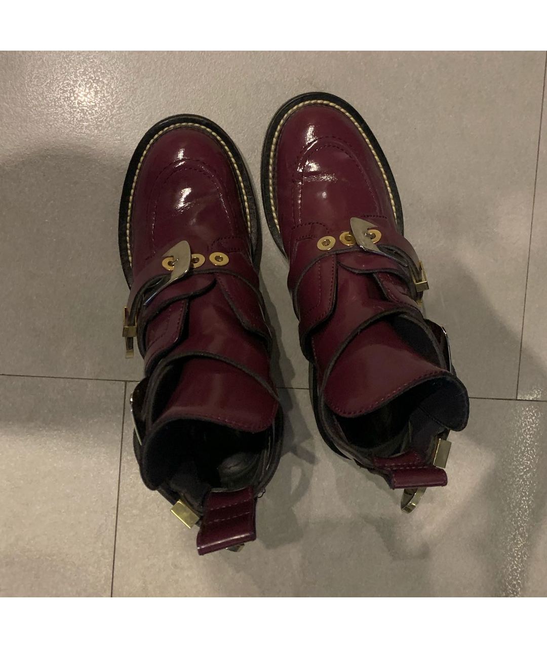 BALENCIAGA Бордовые кожаные ботинки, фото 3