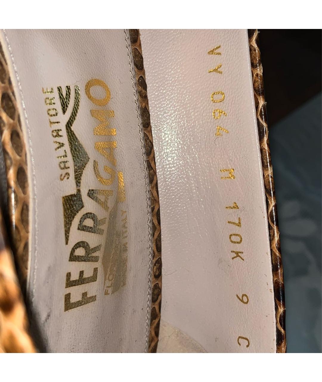 SALVATORE FERRAGAMO Коричневые туфли из экзотической кожи, фото 5