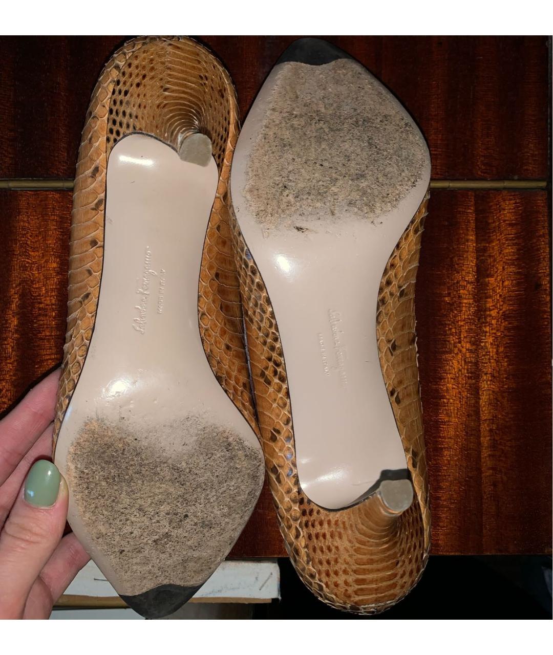 SALVATORE FERRAGAMO Коричневые туфли из экзотической кожи, фото 6