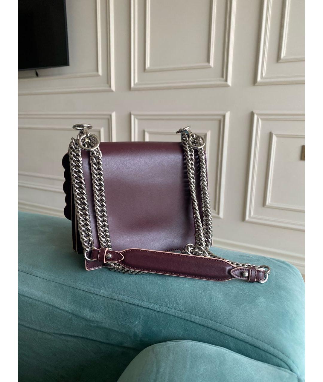 FENDI Бордовая кожаная сумка через плечо, фото 3