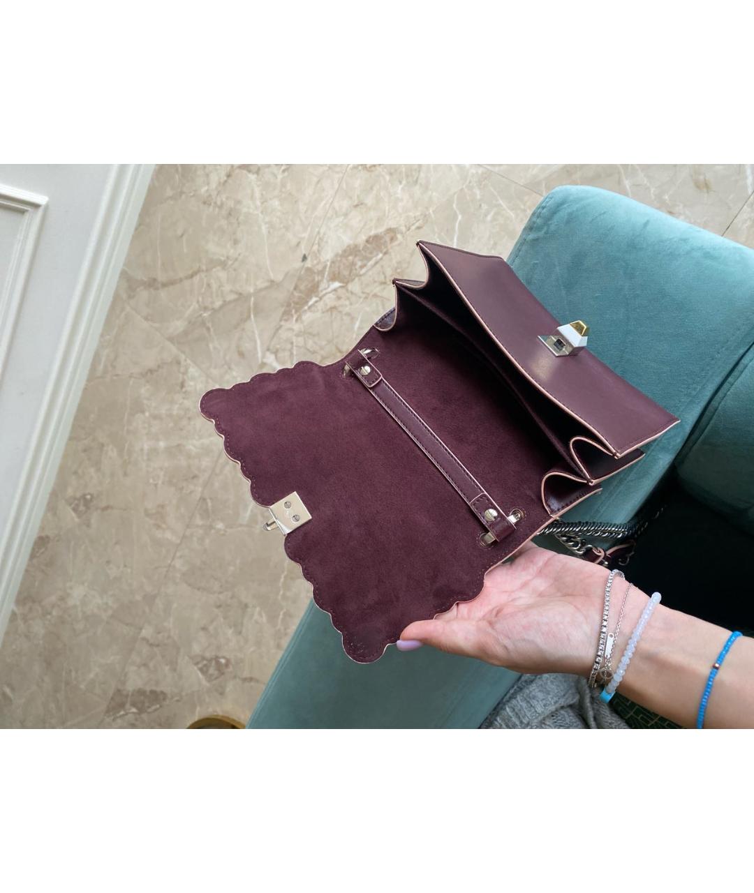 FENDI Бордовая кожаная сумка через плечо, фото 4