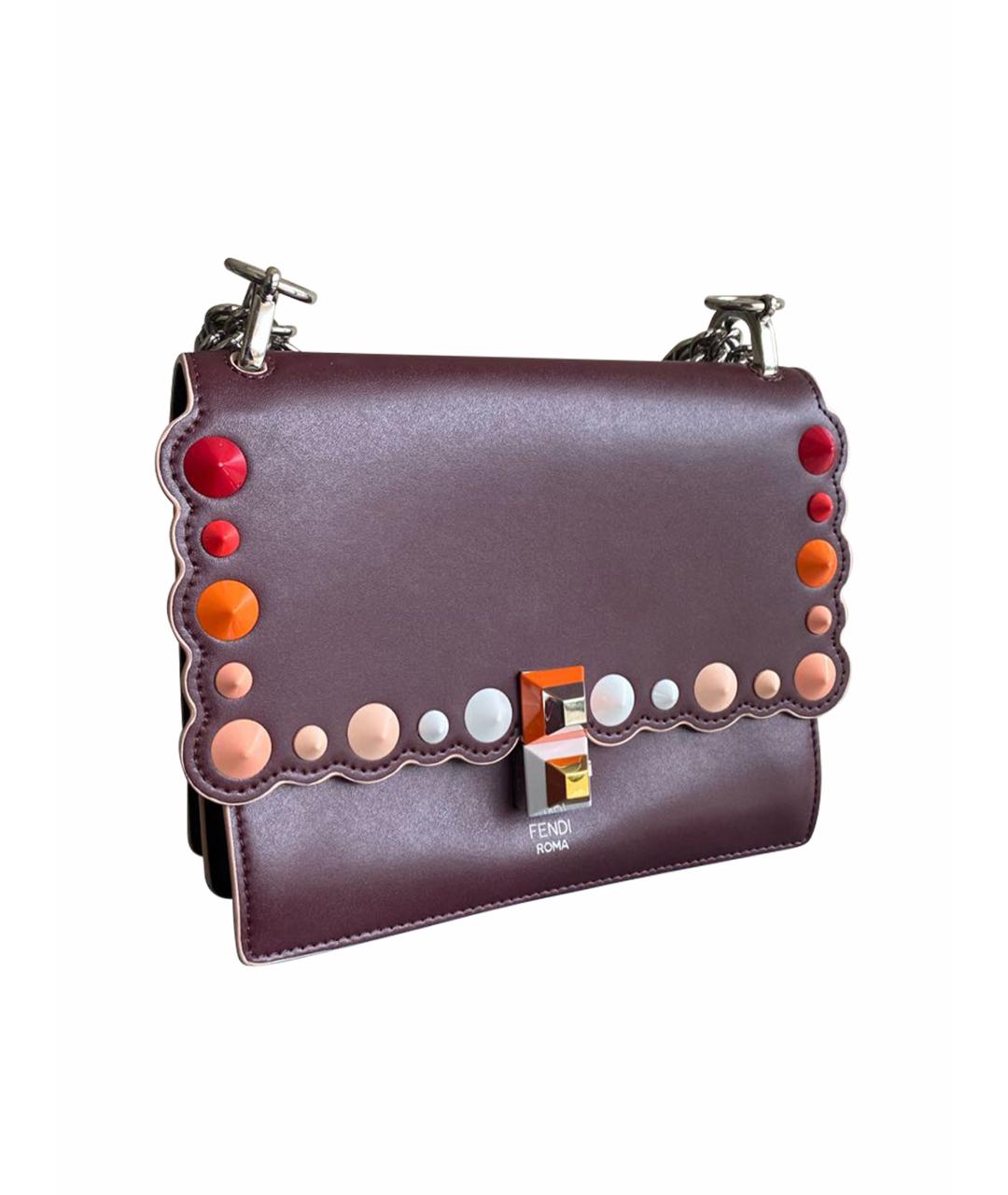 FENDI Бордовая кожаная сумка через плечо, фото 1