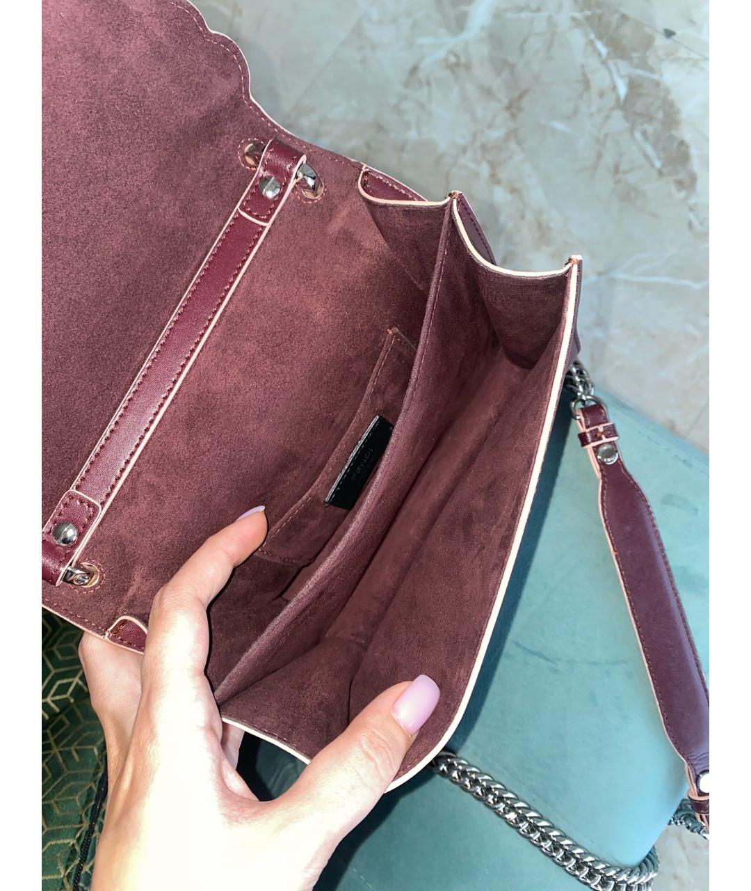 FENDI Бордовая кожаная сумка через плечо, фото 7