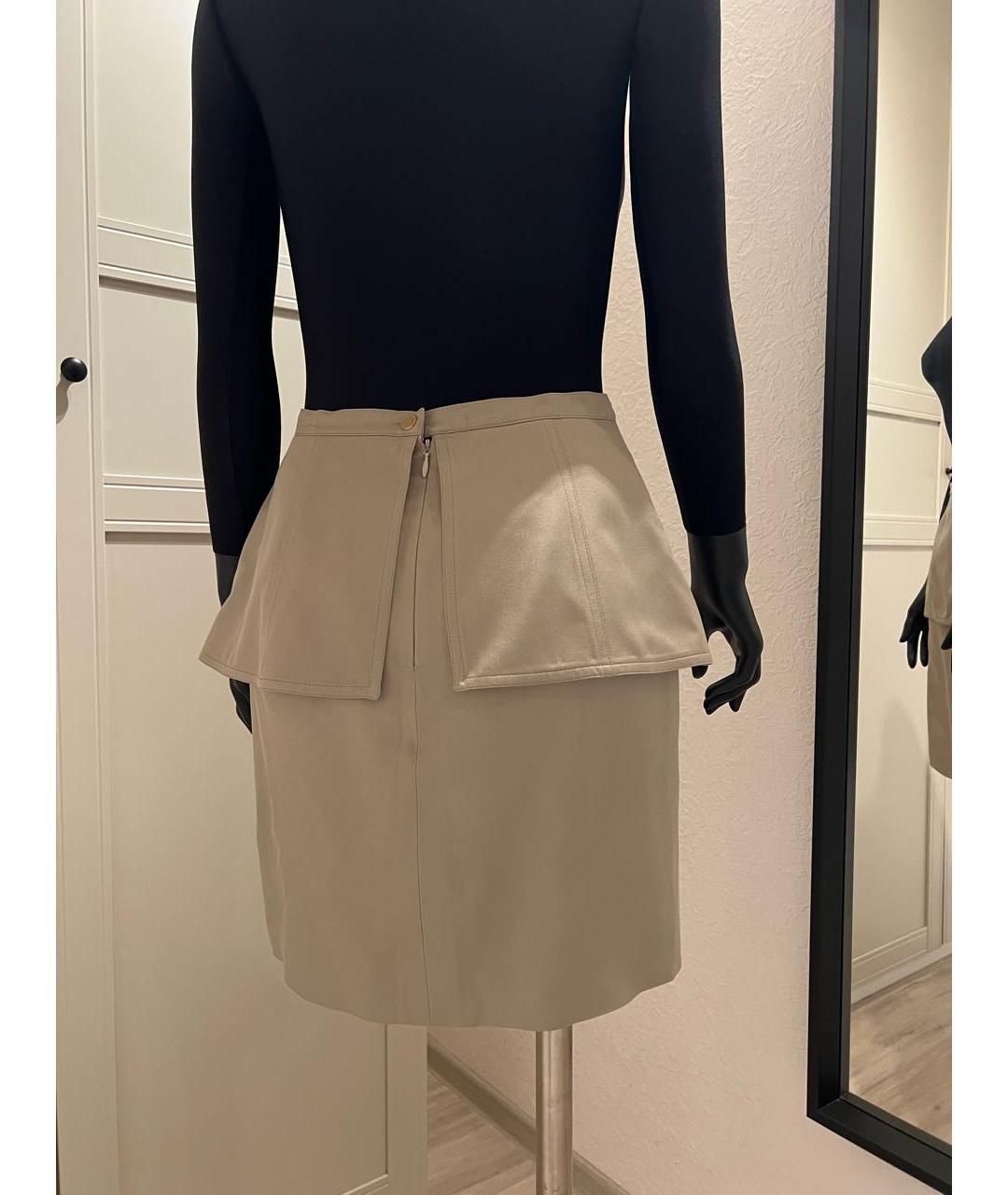 FENDI Бежевая шелковая юбка мини, фото 3
