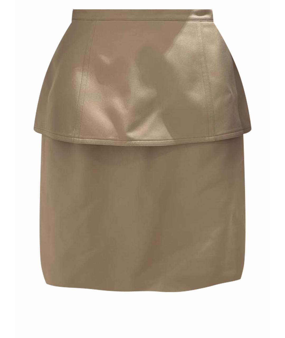 FENDI Бежевая шелковая юбка мини, фото 1