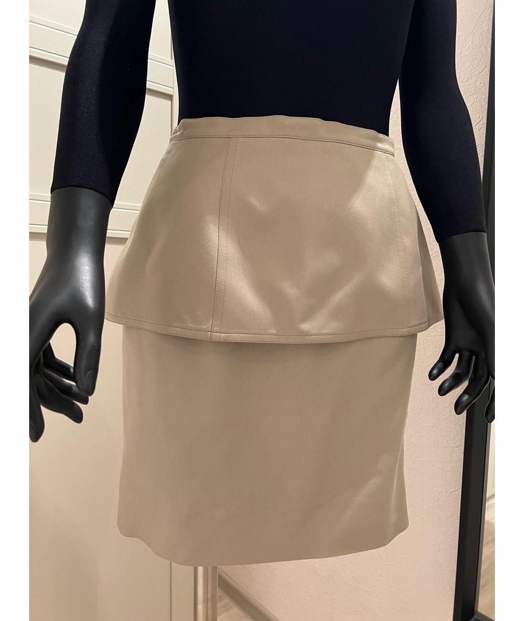 FENDI Бежевая шелковая юбка мини, фото 2
