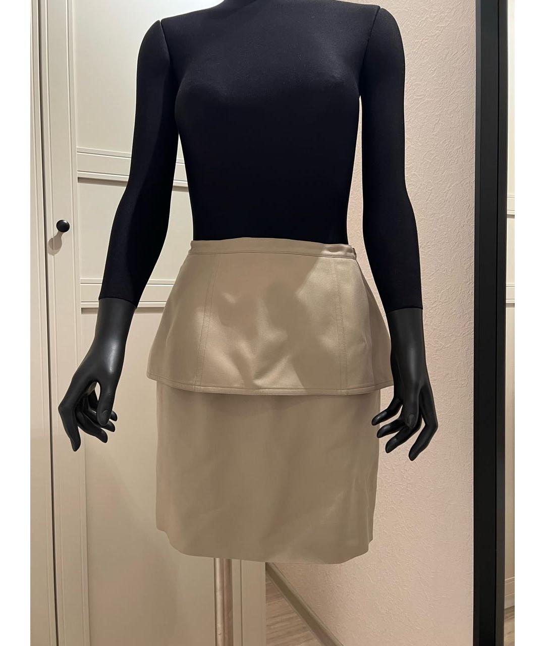 FENDI Бежевая шелковая юбка мини, фото 7