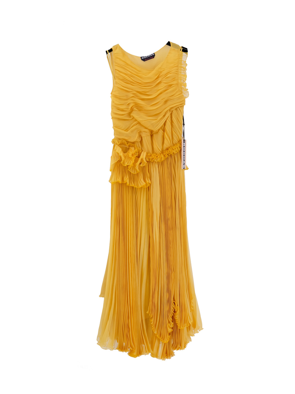 ROCHAS Желтое шелковое повседневное платье, фото 1