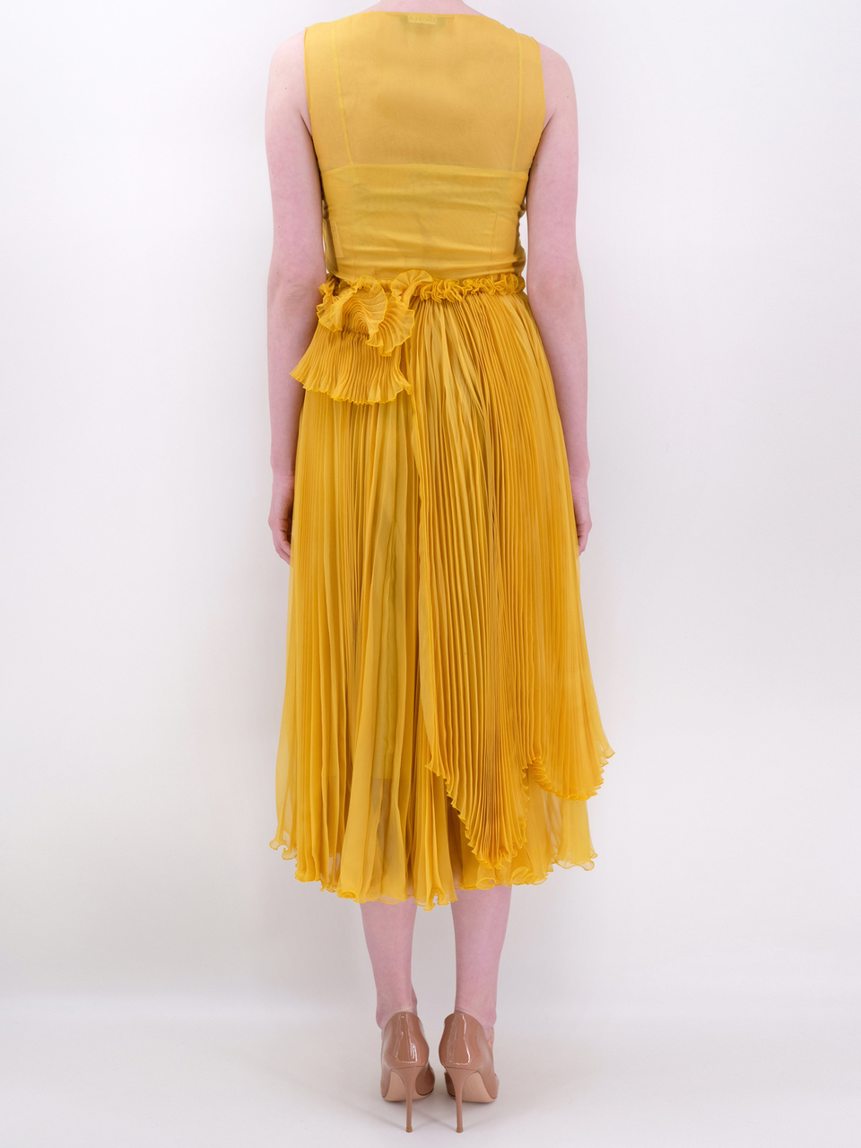 ROCHAS Желтое шелковое повседневное платье, фото 3