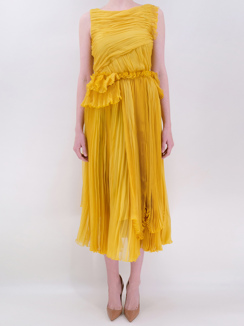 ROCHAS Желтое шелковое повседневное платье, фото 2