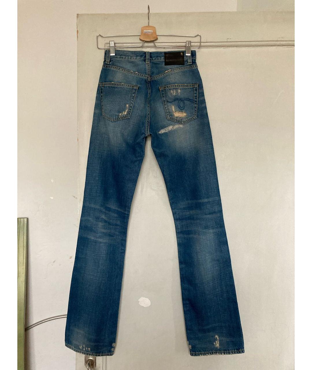 R13 Синие хлопковые прямые джинсы, фото 2