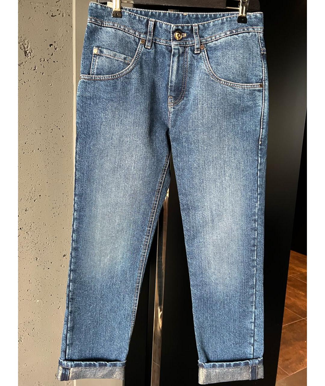 BRUNELLO CUCINELLI Синие хлопковые прямые джинсы, фото 7